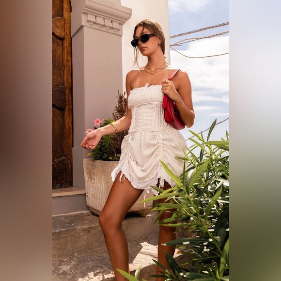 NEW $495 Fillyboo Heather Drop Waist Corset Mini Dress Broderie Anglaise XS - Picture 6 of 15